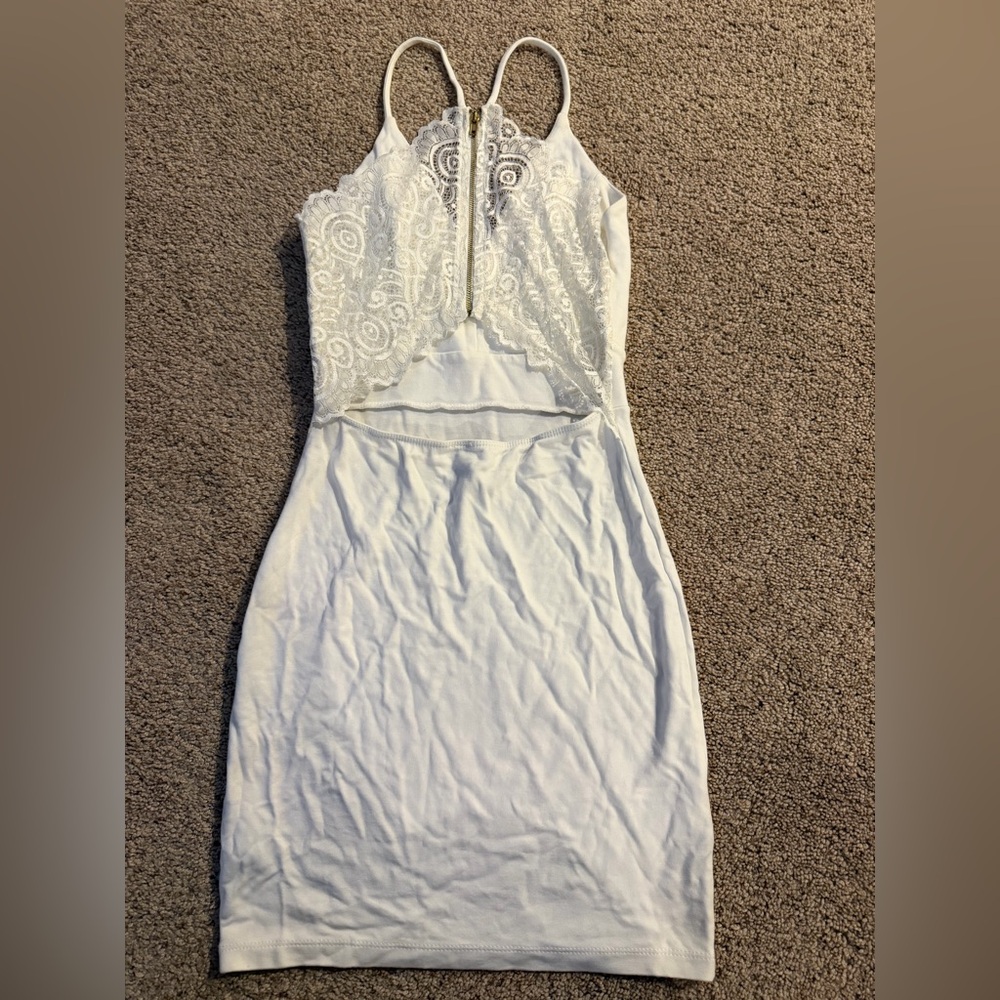 Windsor White Backless Dress with Lace Detail - Picture 2 of 4
